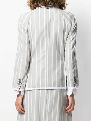 Thom Browne Vertical-Stripe Cropped Sleeve Blazer