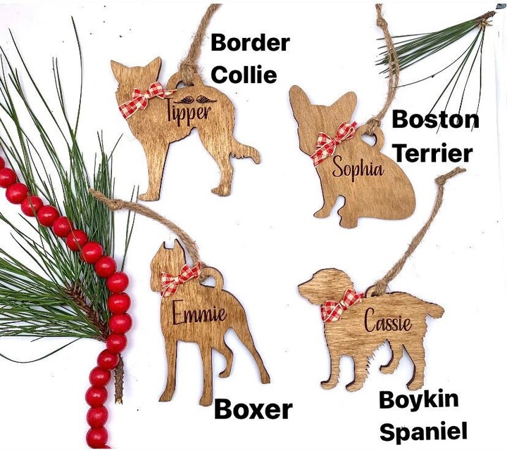 Personalized Border Collie | Boston Terrier Boykin Spaniel Boxer Dog Breed Christmas Tree Ornament Mom Lover Gift