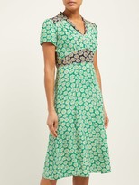 Thumbnail for your product : HVN Morgan Contrast-panel Floral-print Silk Dress - Black Multi