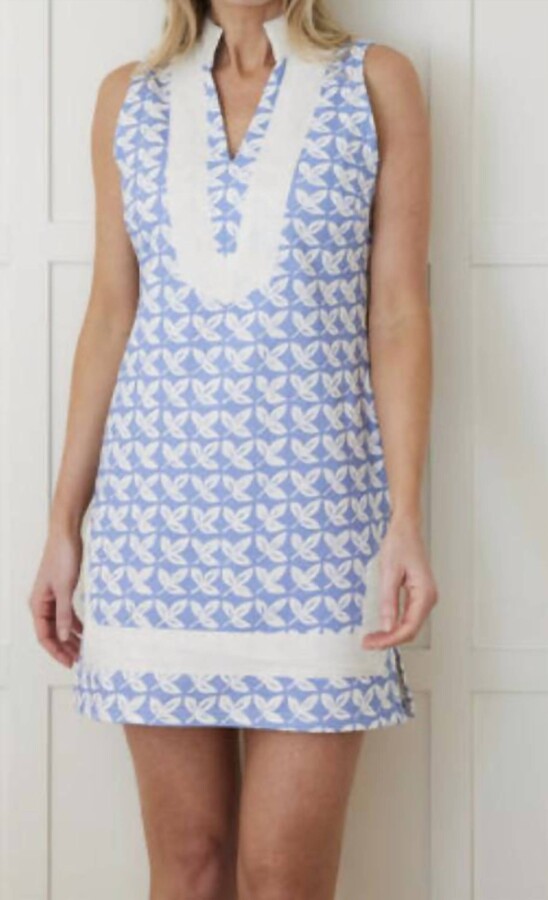 Sail to Sable Hydrangea Leaf Print Tunic Dress