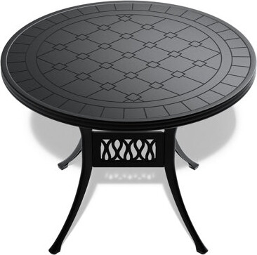 Black Frame Cast Aluminum Outdoor Dining Table, 38.68-inch, Corrosion Resistance, Comfortable Seat, Space Saving 38.68-inch Table For Patio Use, Frame