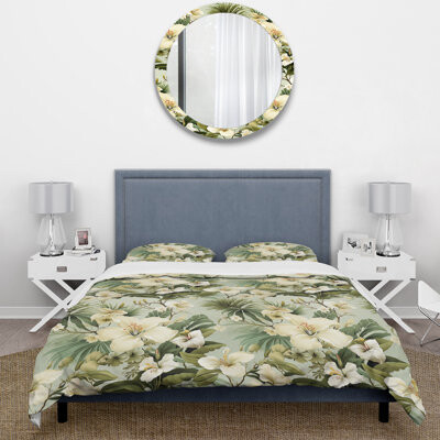East Urban Home Daviere Zen Tropics Tropical Pattern - Tropical Duvet Cover Set - Microfiber Polyester