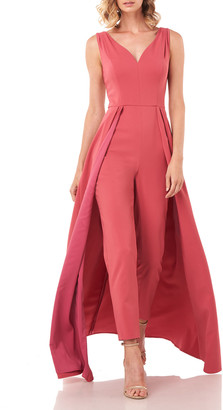 kay unger stretch crepe jumpsuit