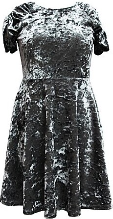 Ava & Yelly Ava Yelly Big Girls Velvet Shirred Short Sleeve Fit Flare Dress