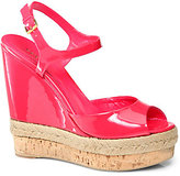 Thumbnail for your product : Gucci Hollie Patent Leather Cork Wedge Sandals