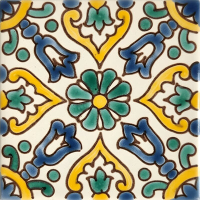 Casablanca Market Mediterranean 4'' X 4'' Atlas Hand Painted Ceramic Decorative Accent Tile