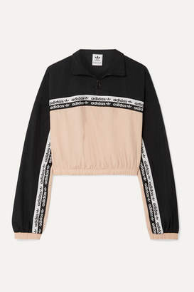 adidas Cropped Striped Shell Track Jacket - Beige