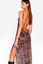 Thumbnail for your product : Nasty Gal Womens Don't Mesh Us About Leopard Maxi Dress - Brown - 12