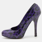Thumbnail for your product : Dolce & Gabbana Purple/Black Leopard Print Patent Leather Platform Pumps Size 37