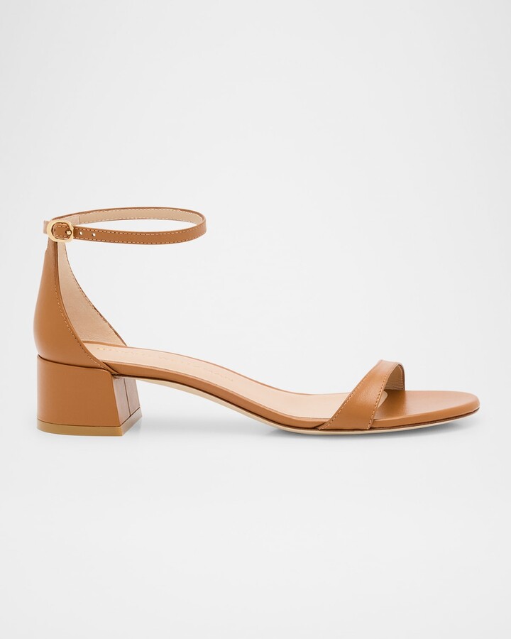 Stuart Weitzman Nudist Leather Ankle-Strap Sandals