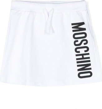 MOSCHINO BAMBINO White Logo Print Shorts - Kids - Spandex/Elastane/Cotton