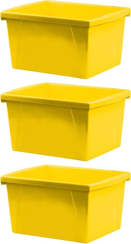 Storex Polypropylene/PP 4 Gallon Classroom Storage Bin, 7.9" x 11.3" x 13.6", Yellow, 3/Bundle (STX61453U06C-3)