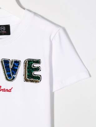 My Brand Kids sequin and crystal embellished love T-shirt