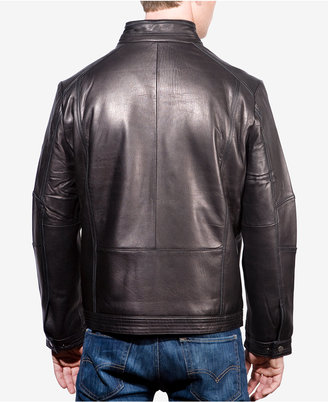 Boston Harbour Men's Leather Stand-Collar Bomber Jacket
