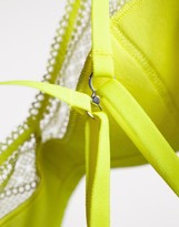 Thumbnail for your product : Beija Tracks sheer geometric lace X soft bra with padding in yellow