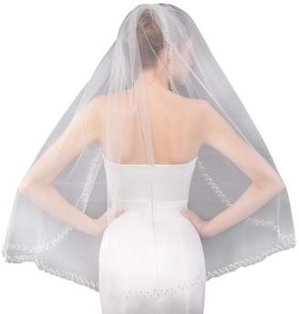 EllieHouse Women's Crystal Short Fingertip Wedding Bridal Veil With Free Comb E84