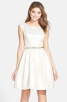 Thumbnail for your product : Eliza J Metallic Jacquard Fit & Flare Dress
