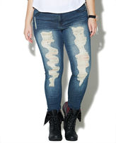 Thumbnail for your product : Wet Seal Destroyed Dark Skinny Jean