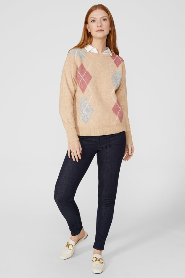 Maine Large Argyle Crew Neck Jumper ShopStyle