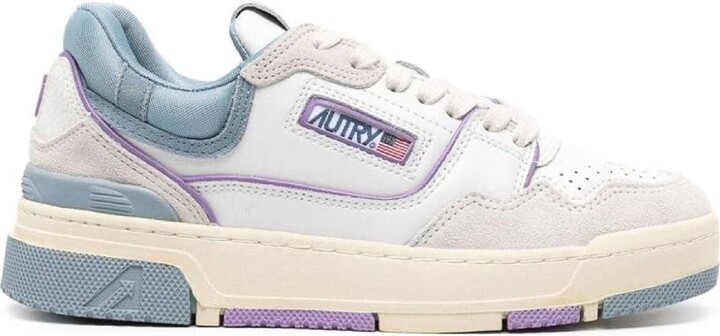 AUTRY Ladies Blue Low Top Leather Trainer Sneakers