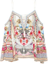 Thumbnail for your product : Camilla Cold-shoulder Embellished Printed Silk Crepe De Chine Blouse