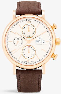 IWC SCHAFFHAUSEN Mens Silver IW391025 Portofino 18ct Rose-gold and Leather  Automatic Watch - ShopStyle