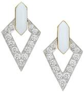 Thumbnail for your product : David Webb Motif 18K Yellow Gold, Platinum, Double Diamond & White Enamel Earrings