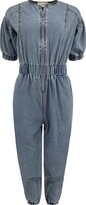 Thumbnail for your product : Summer Wren Denim Jumpsuit With Puff Shoulders