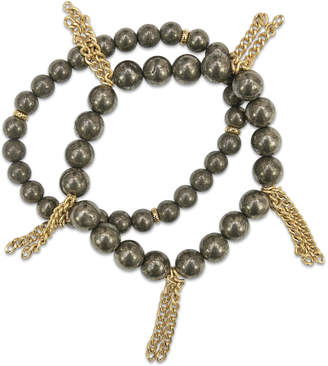 Electric Picks Pyrite & Rosary Chain Fringe Bracelets (Set of 2)