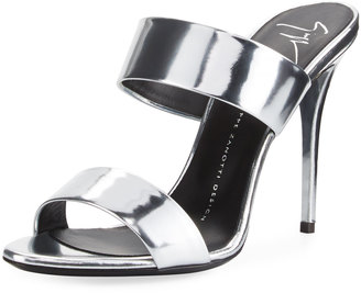Giuseppe Zanotti Metallic Slide High-Heel Sandal, Gray