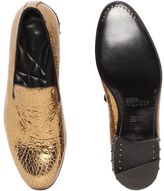 Thumbnail for your product : Alexander McQueen Metallic Leather Metal Skull and Studs Counter Slipper
