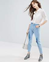 Thumbnail for your product : ASOS Design Farleigh High Waist Slim Mom Jeans In Fran Light Mottled Wash With Super Busts And Stepped Hem