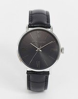 Thumbnail for your product : ASOS DESIGN classic watch with faux croc strap in black and silver tone