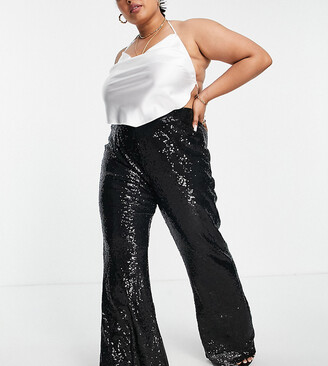 plus size sequin wide leg pants
