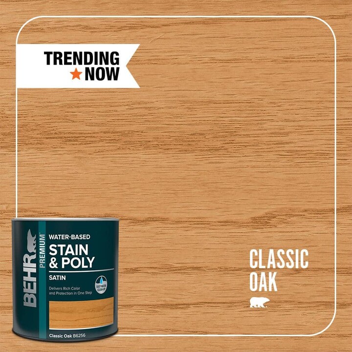 BEHR PREMIUM 1 qt. #TIS-356 Classic Oak Satin Semi-Transparent Water-Based Interior Stain and Poly in One