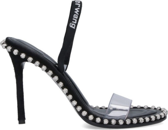 Alexander Wang "Nova" Sandals - Black With Crystals