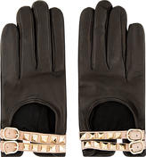 Thumbnail for your product : Valentino Black Lambskin Rockstud Biker Gloves