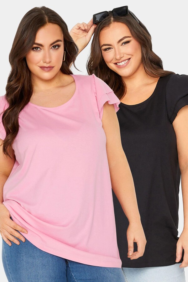 Yours 2 PACK Frill Sleeve TShirts ShopStyle