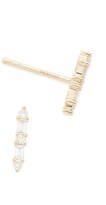 Thumbnail for your product : Ef Collection 14k Gold Diamond Bar Ear Studs