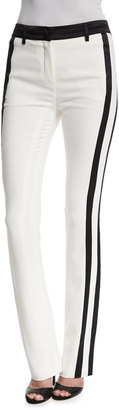 Roberto Cavalli Slim-Leg Tuxedo-Striped Pants, Bianco