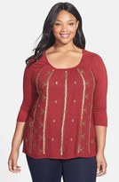 Thumbnail for your product : Lucky Brand Beaded Scoop Neck Top (Plus Size)