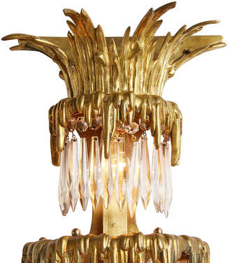 Rejuvenation Tiered Brass Wall Light w/ Cut Crystal Spears by Caldwell