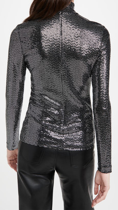 Rosetta Getty Fitted Turtleneck Top with Paillettes
