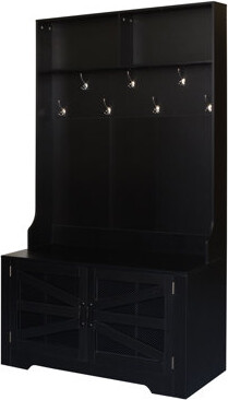 43.3" Hall Tree with Bench, Coat Rack, 7 Hooks & Adjustable Shelves, 3-in-1 Entryway Organizer with Shoe Storage