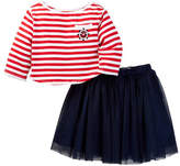 Thumbnail for your product : Pippa & Julie Nautical Long Sleeve Crop Top & Tutu Skirt (Toddler & Little Girls)