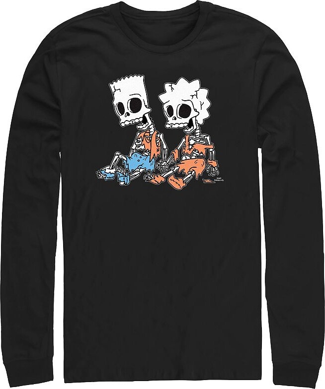 Licensed Character Men's The Simpsons Skeleton Bart And Lisa Graphic Tee