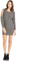 Thumbnail for your product : Haute Hippie grey stretch cutout long sleeve crewneck dress