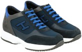 Thumbnail for your product : Hogan New Interactive Sneakers In Leather Suede And Micro-striped Fabric With H Flock