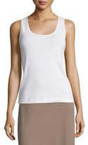 Thumbnail for your product : Joan Vass Soft Scoop-Neck Tank, White, Plus Size