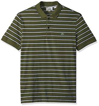 Lacoste Men's Short Sleeve Striped Mini Pique Regular Fit Polo